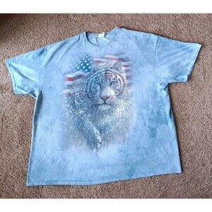 Collin Bogel White Tiger T-Shirt Men's 3XL Animal Graphic Blue Shirt